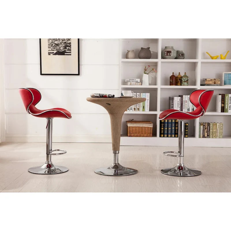 Leatherette Airlift Adjustable Swivel Barstool (Set of 2)