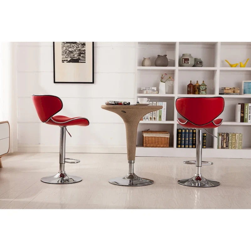 Leatherette Airlift Adjustable Swivel Barstool (Set of 2)