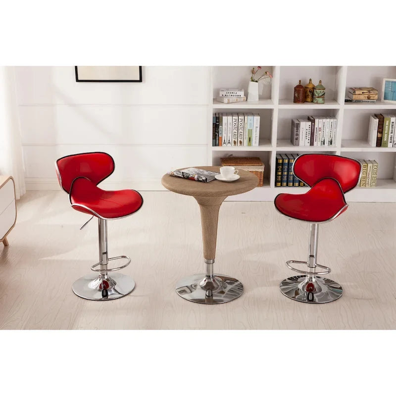 Leatherette Airlift Adjustable Swivel Barstool (Set of 2)