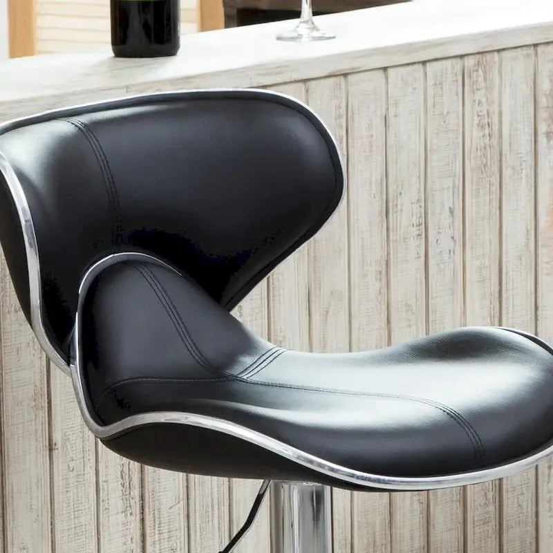 Leatherette Airlift Adjustable Swivel Barstool (Set of 2)