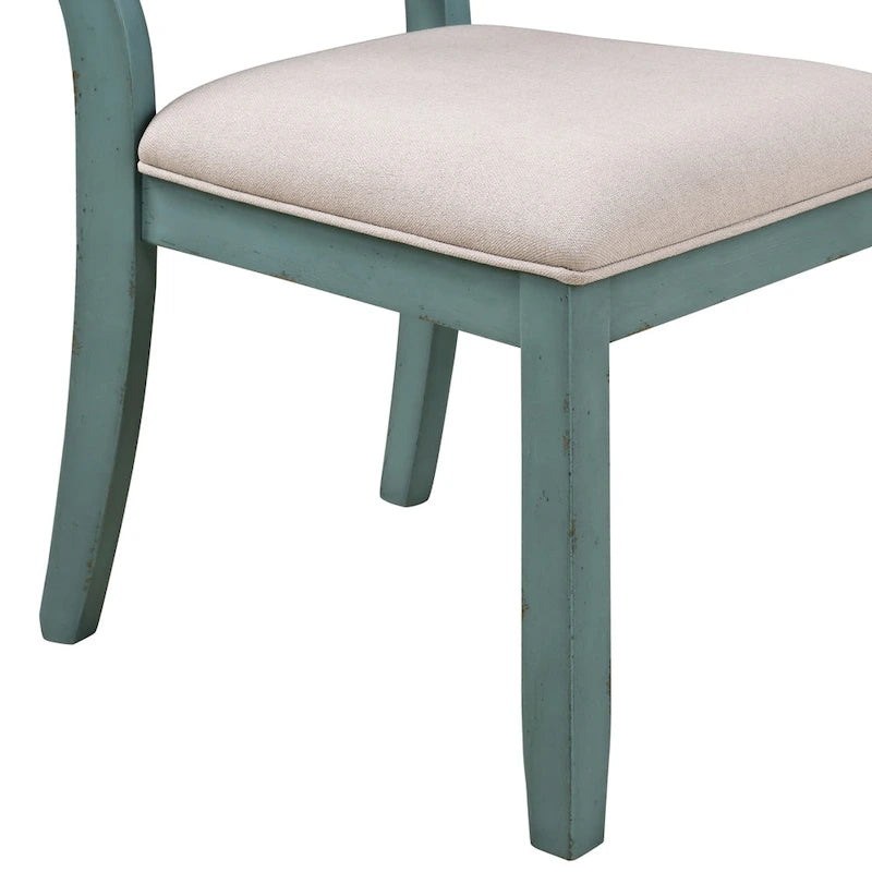 Two-Tone Wood Cross Back Upholstered Dining Chairs (Set of 2)