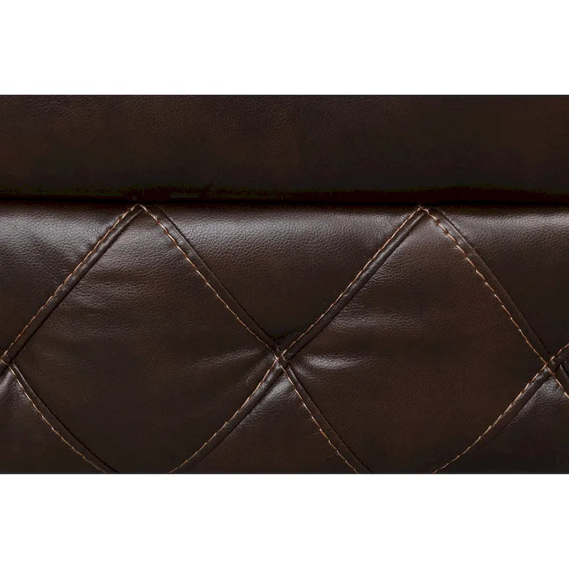 Brown Breathable Leather Manual Reclining Loveseat with Storage Console