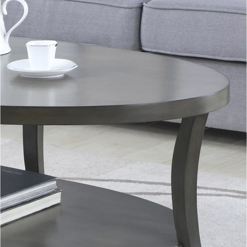 Contemporary Oval Shelf Coffee Table, Gray