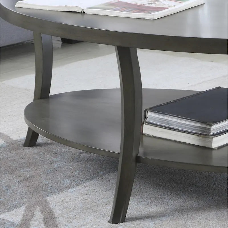 Contemporary Oval Shelf Coffee Table, Gray