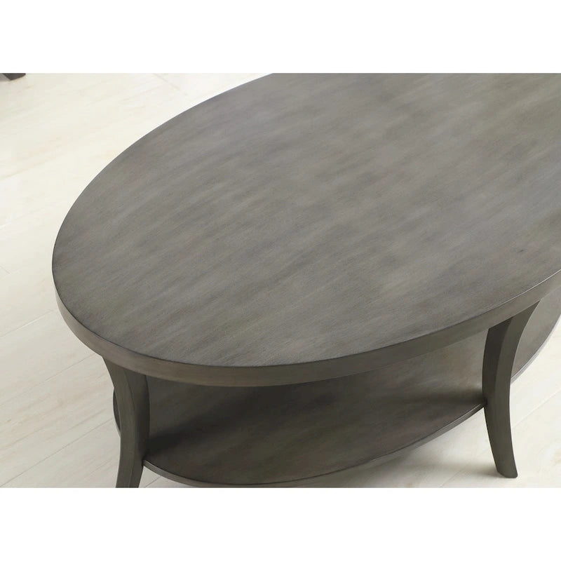 Contemporary Oval Shelf Coffee Table, Gray