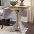 Antique White Round Chair Side Table