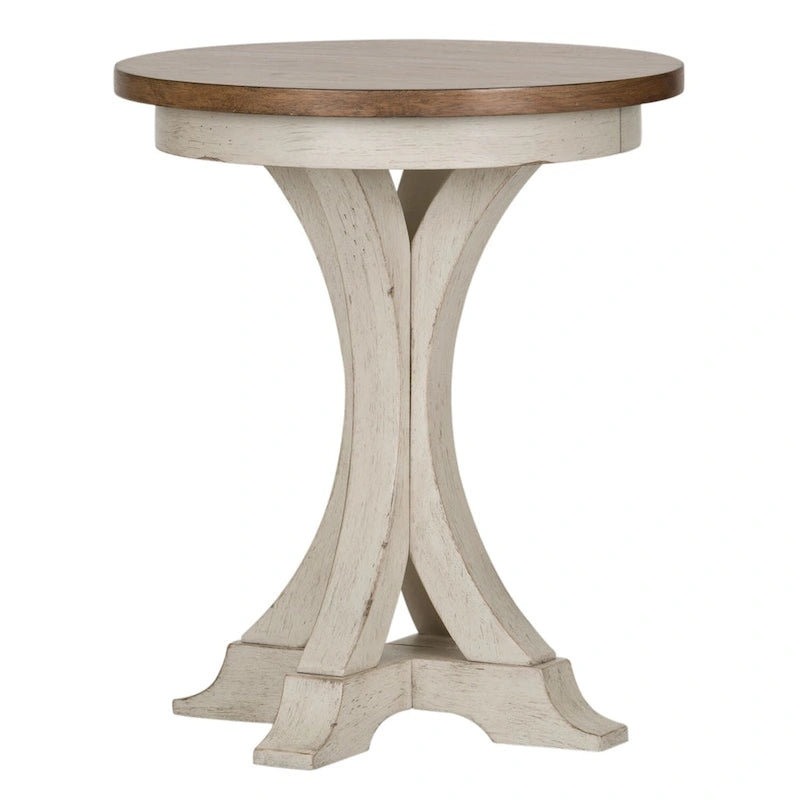 Antique White Round Chair Side Table
