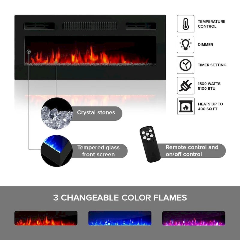 Electric Fireplace Modern 75 TV Stand