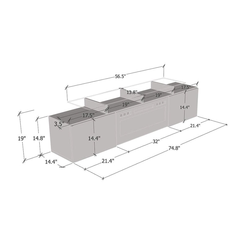 Electric Fireplace Modern 75 TV Stand