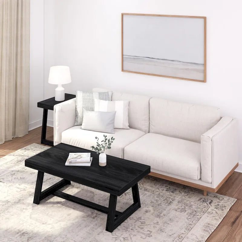 Classic Rectangular Trestle Leg Coffee Table - 48