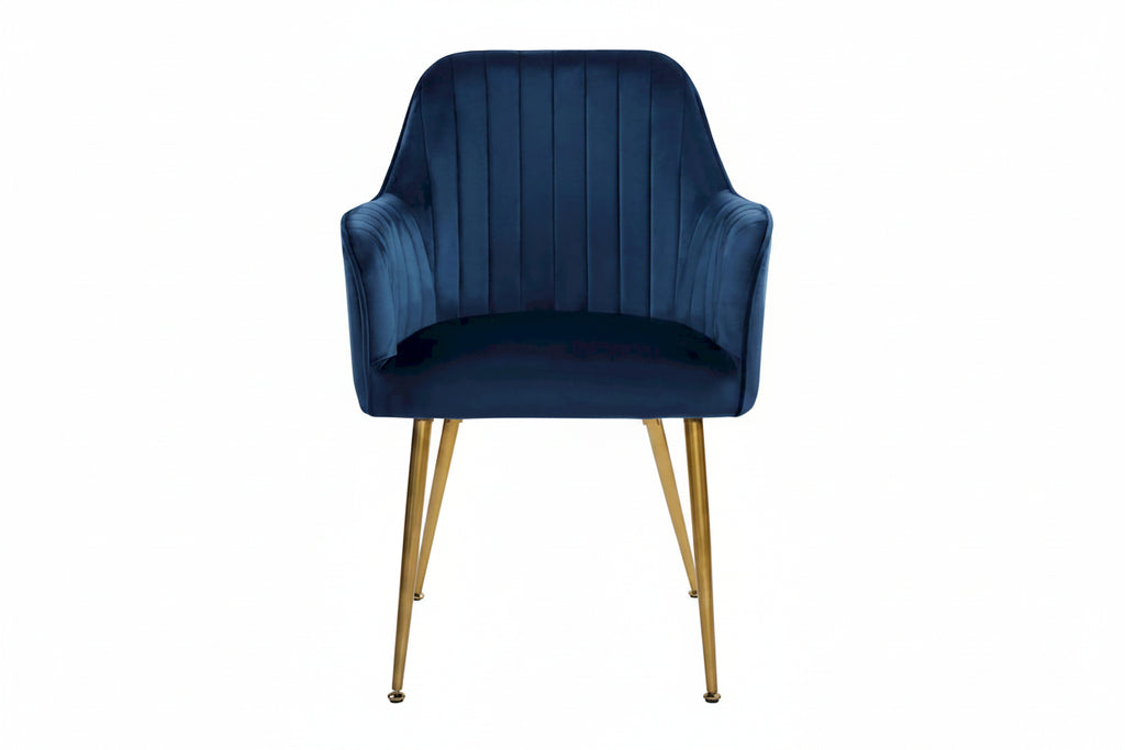 Velvet Accent Dining Chairs with Gold Metal Legs Set of 2