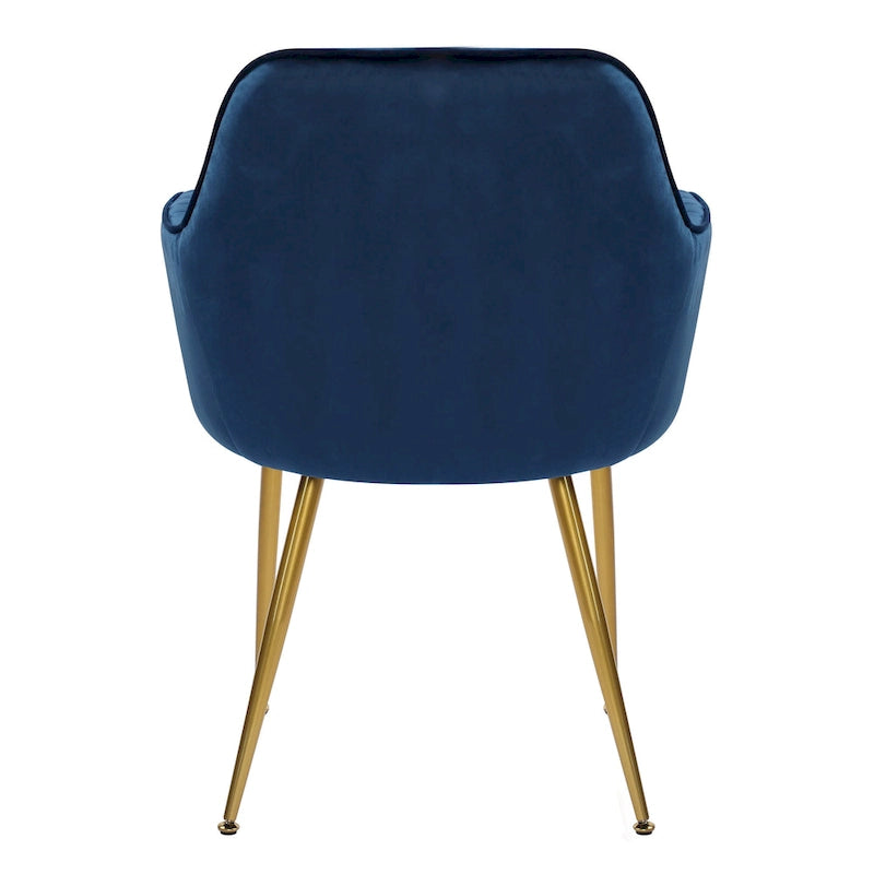 Velvet Accent Dining Chairs with Gold Metal Legs Set of 2
