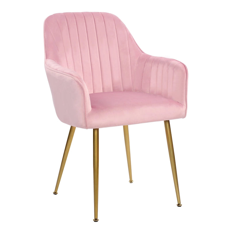 Velvet Accent Dining Chairs with Gold Metal Legs Set of 2