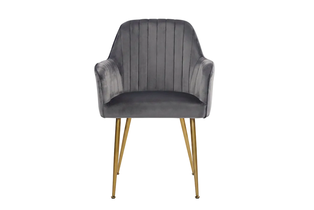 Velvet Accent Dining Chairs with Gold Metal Legs Set of 2