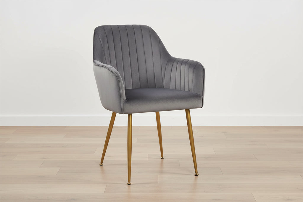 Velvet Accent Dining Chairs with Gold Metal Legs Set of 2