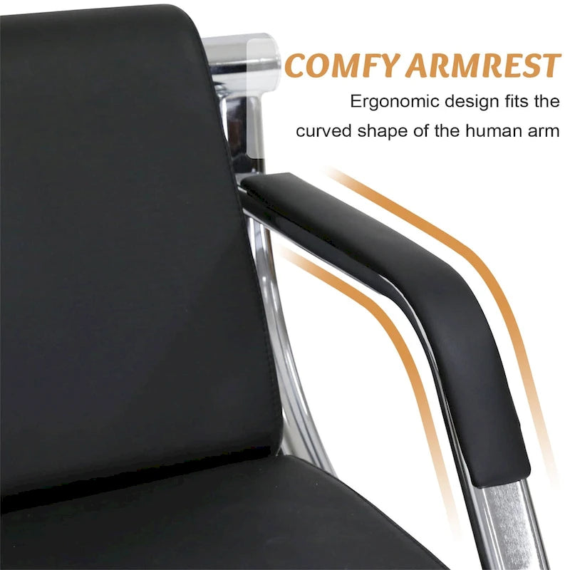 3-seat Waiting Room Chair, PU Leather Airport Reception Bench, Guest Chair for Bank Salon Office Hospital