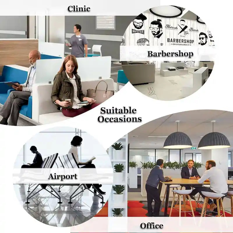3-seat Waiting Room Chair, PU Leather Airport Reception Bench, Guest Chair for Bank Salon Office Hospital