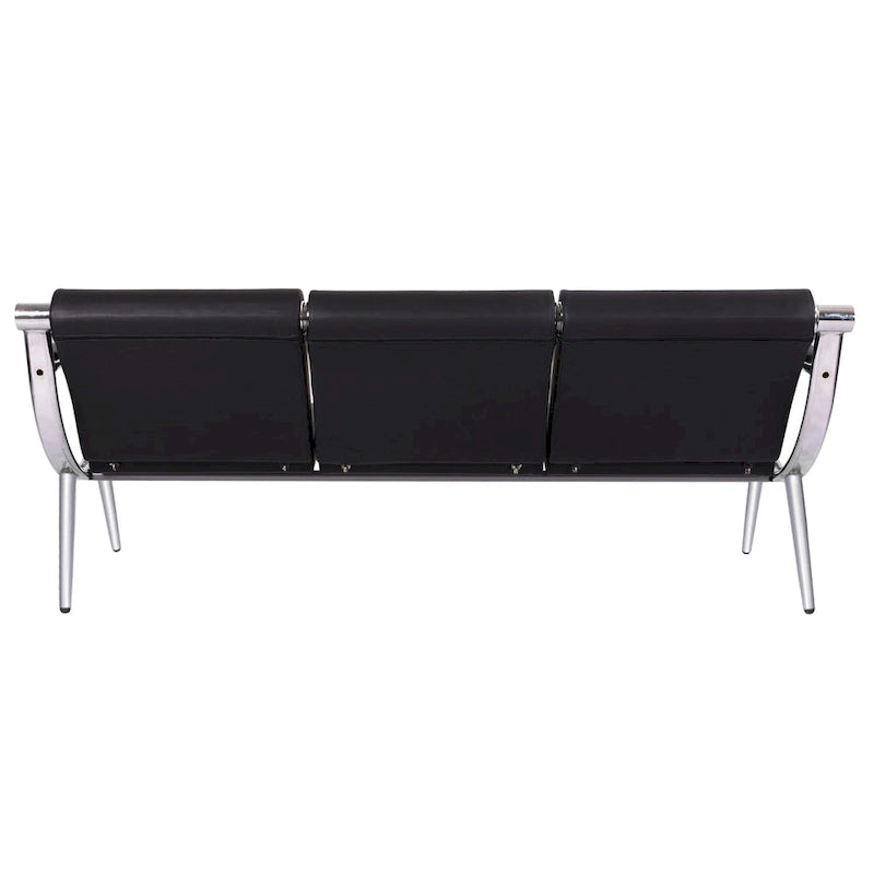 3-seat Waiting Room Chair, PU Leather Airport Reception Bench, Guest Chair for Bank Salon Office Hospital