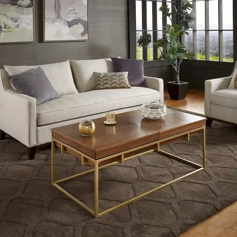 Square Table with Metal Base by