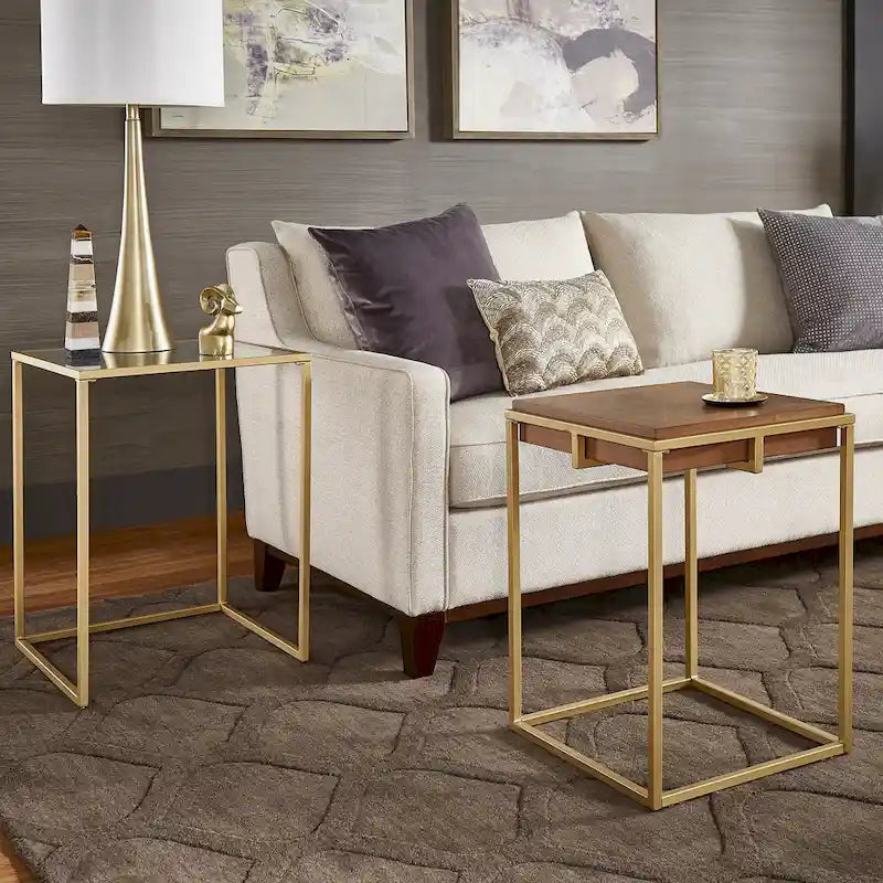 Square Table with Metal Base by