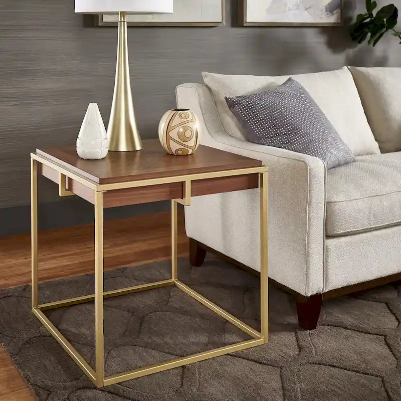 Square Table with Metal Base by
