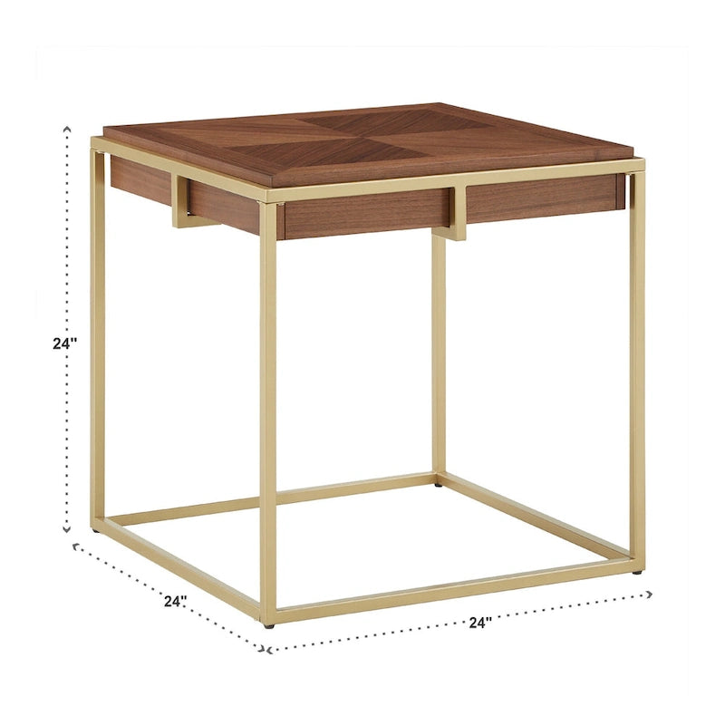Square Table with Metal Base by
