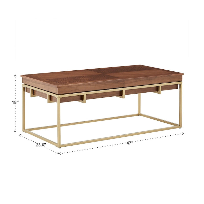Square Table with Metal Base by