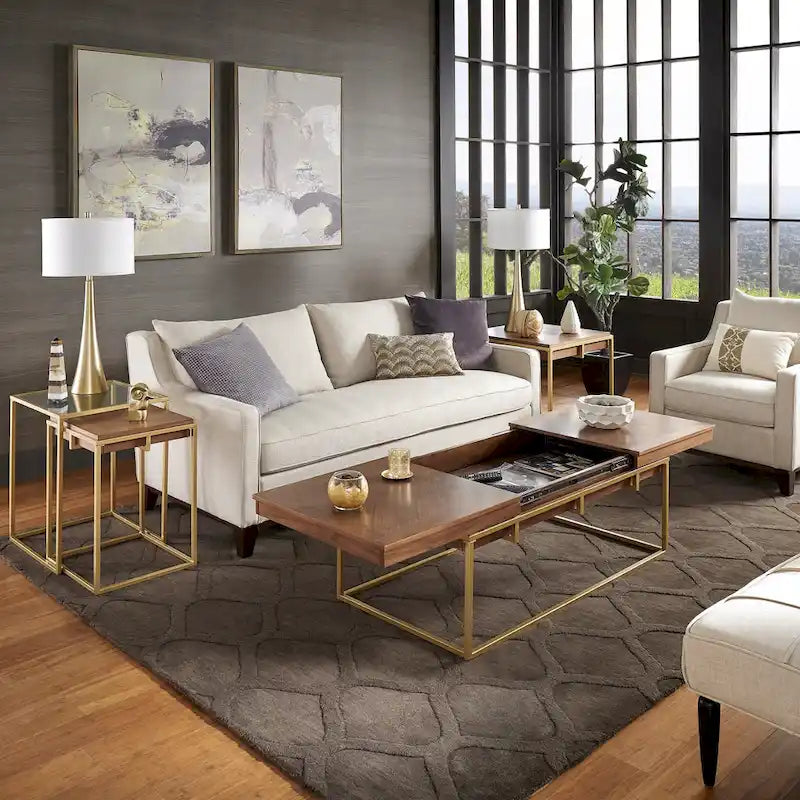 Square Table with Metal Base by