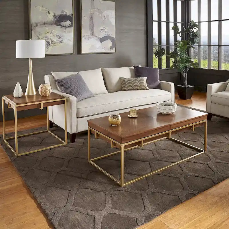 Square Table with Metal Base by