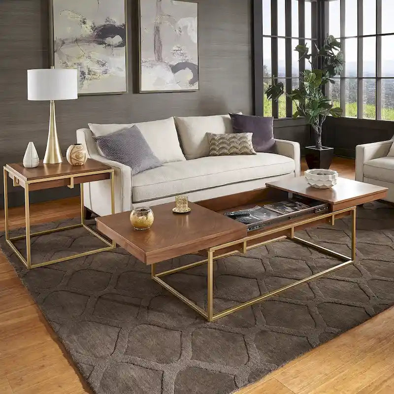 Square Table with Metal Base by