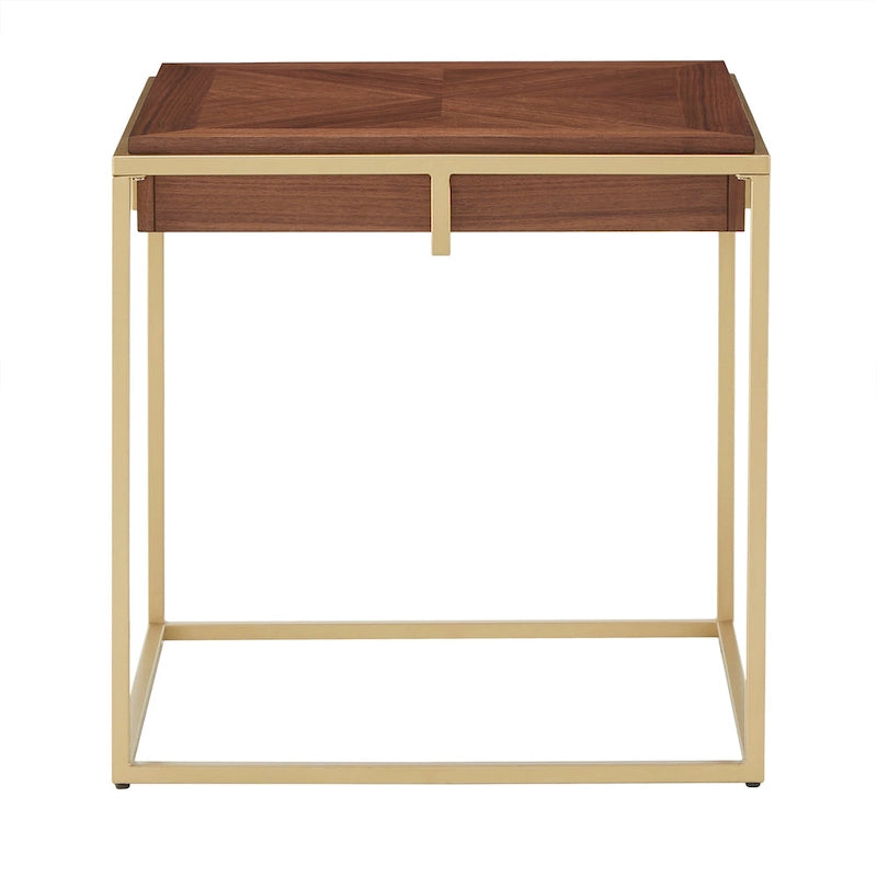 Square Table with Metal Base by