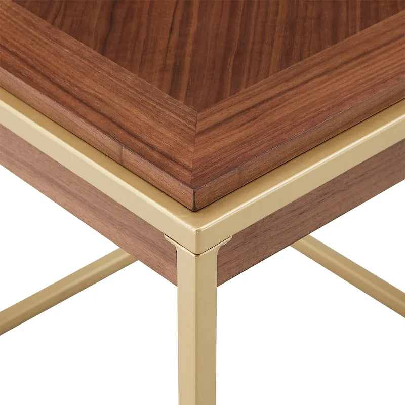 Square Table with Metal Base by