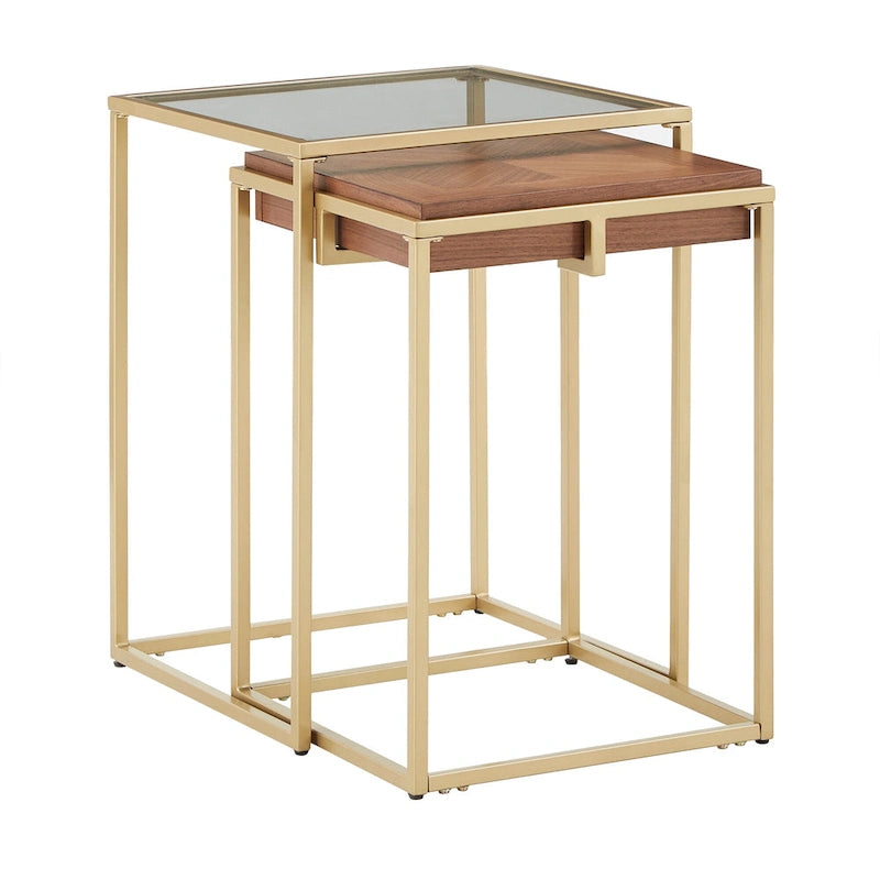 Square Table with Metal Base by