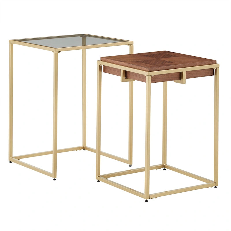 Square Table with Metal Base by