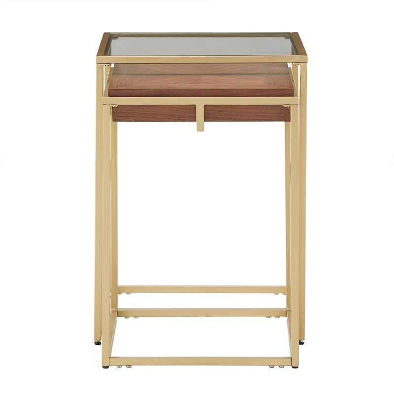Square Table with Metal Base by