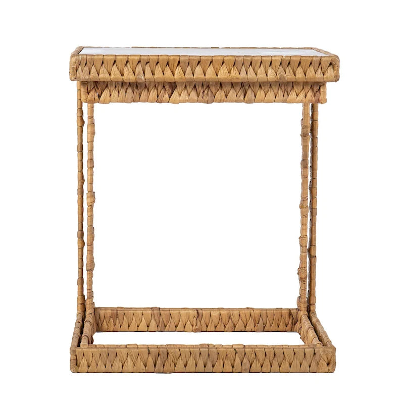 Coastal Natural Woven Fiber Glass End Nesting C Tables