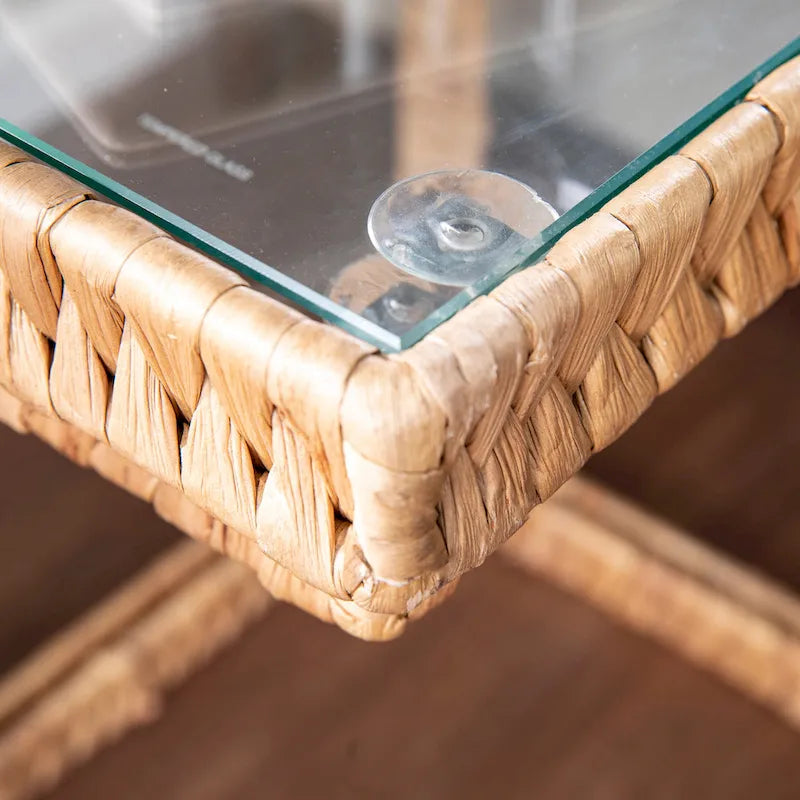 Coastal Natural Woven Fiber Glass End Nesting C Tables