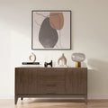 SOLID HARDWOOD 60 inch Wide Mid Century Design Sideboard Buffet in Walnut Brown - 17d x 60w x 30h