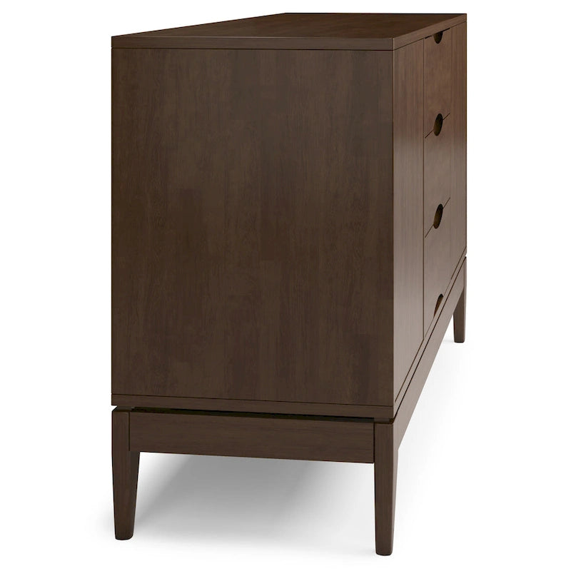 SOLID HARDWOOD 60 inch Wide Mid Century Design Sideboard Buffet in Walnut Brown - 17d x 60w x 30h