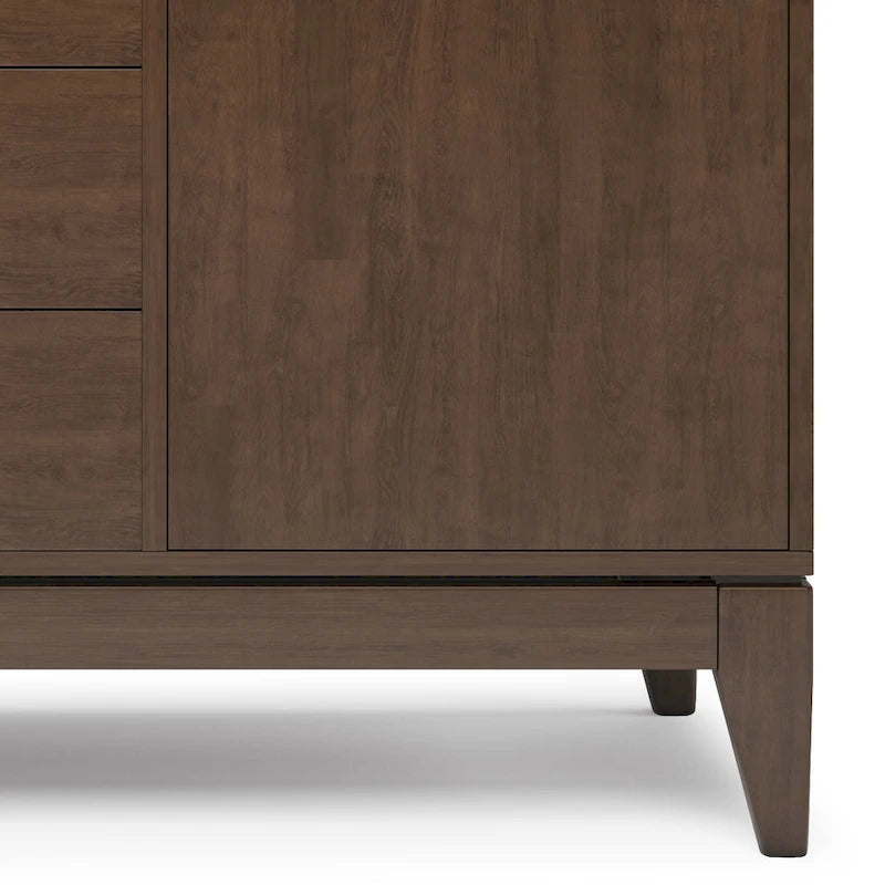 SOLID HARDWOOD 60 inch Wide Mid Century Design Sideboard Buffet in Walnut Brown - 17d x 60w x 30h