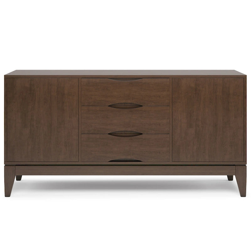SOLID HARDWOOD 60 inch Wide Mid Century Design Sideboard Buffet in Walnut Brown - 17d x 60w x 30h