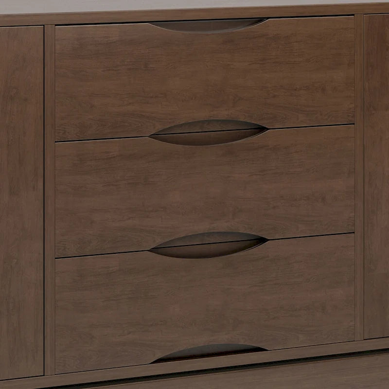 SOLID HARDWOOD 60 inch Wide Mid Century Design Sideboard Buffet in Walnut Brown - 17d x 60w x 30h