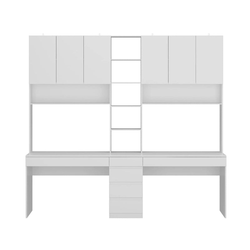 Dual-Person Modern Workstation Spacious White Gaming and Office Desk