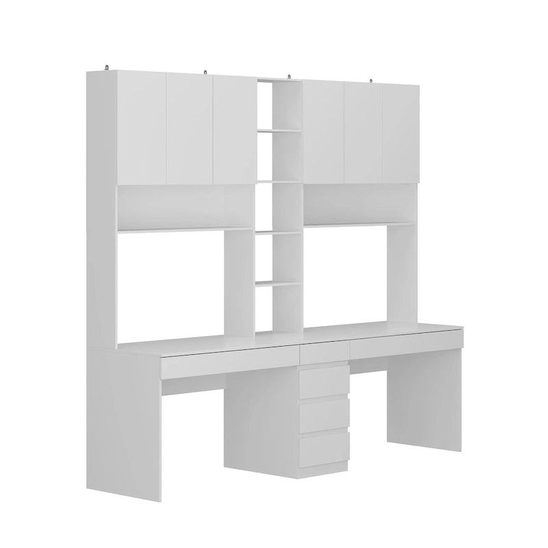 Dual-Person Modern Workstation Spacious White Gaming and Office Desk