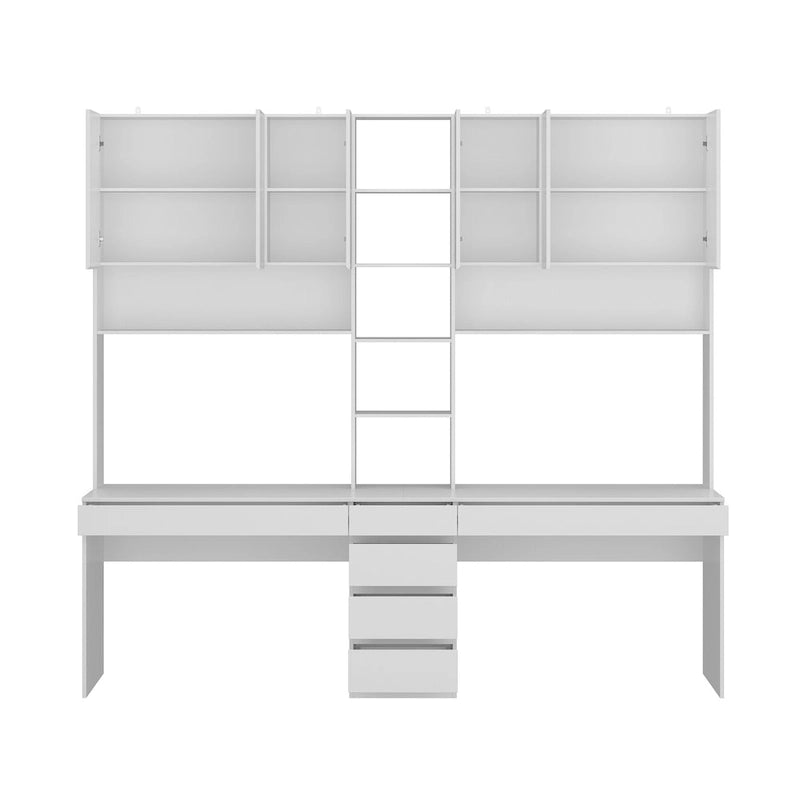 Dual-Person Modern Workstation Spacious White Gaming and Office Desk