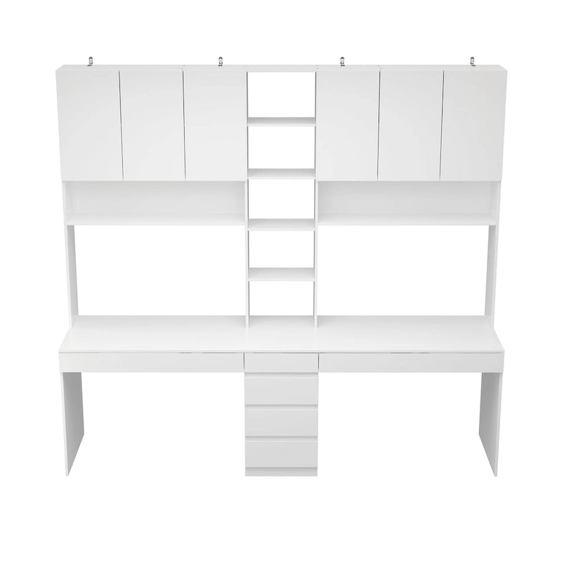 Dual-Person Modern Workstation Spacious White Gaming and Office Desk