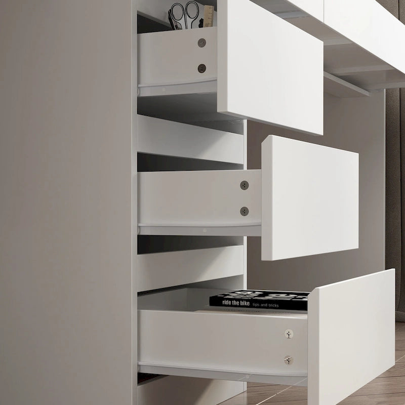Dual-Person Modern Workstation Spacious White Gaming and Office Desk