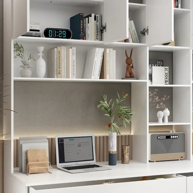 Dual-Person Modern Workstation Spacious White Gaming and Office Desk