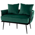 Modern Loveseat Sofa Upholstered Dutch Velvet Couch with Woven - See Details