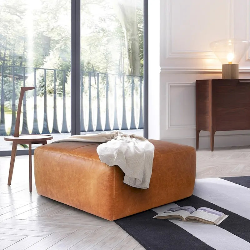 Ottoman - Full Grain Genuine Italian Leather
